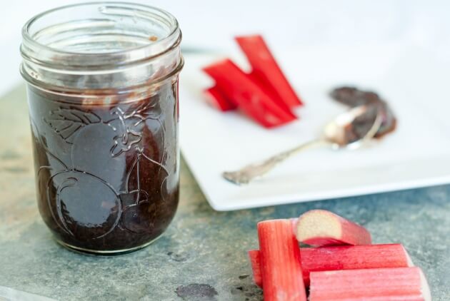 Easy to make rhubarb balsamic reduction turns average balsamic vinegar into a gourmet syrup. Subtlety fruity with a familiar balsamic tang. 