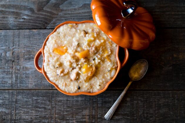 Oat Risotto with sausage and butternut squash