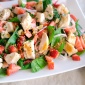 Spinach salad with grilled chicken and strawberries