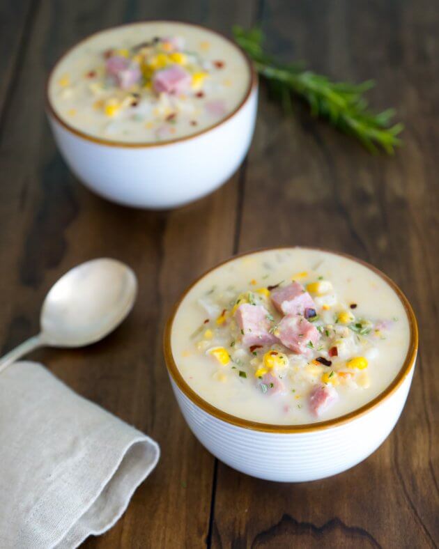 Easy ham-corn chowder is healthy comfort food for busy days. Enjoy the final days of summer and get excited about fall, with this quick soup recipe.