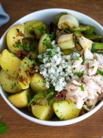 Potato lovers rejoice! Quick chicken bacon potato bowl with buttery leeks is healthy comfort food you can make in minutes.